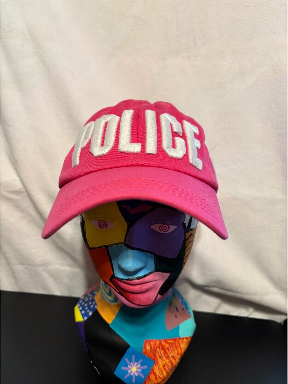 NYPD NYC Police Department Pink Pride Hat Embossed Bright Happy Nice Racoon